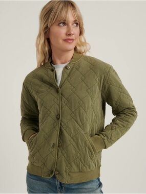 Lucky Brand Quilted Olive Green Women's Bomber Jacket XS